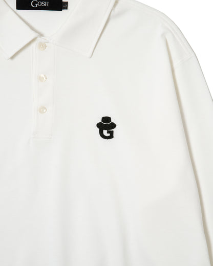 LONG SLEEVE POLO SHIRTS - WHITE