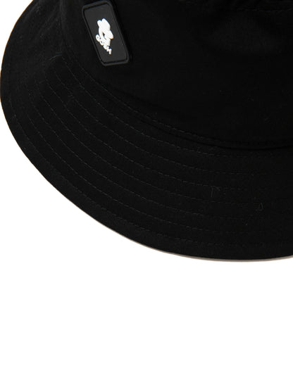 RUBBER PATCH BUCKET HAT - BLACK