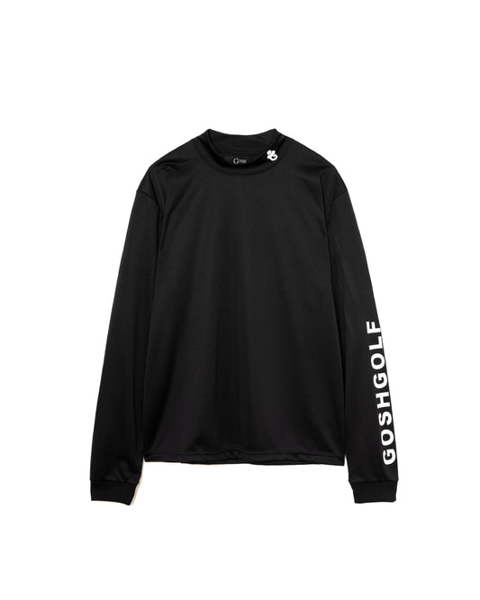 LONG SLEEVE MOCK NECK T-SHIRTS - BLACK