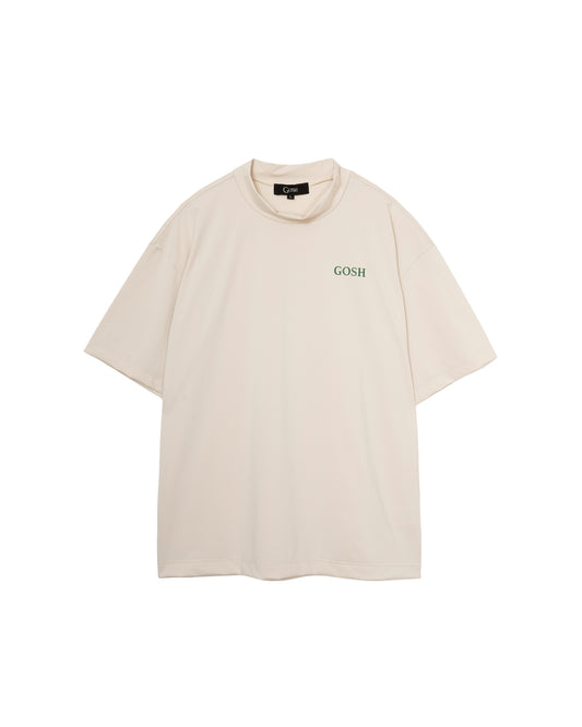 DRY MOCK NECK T-SHIRTS - CREAM